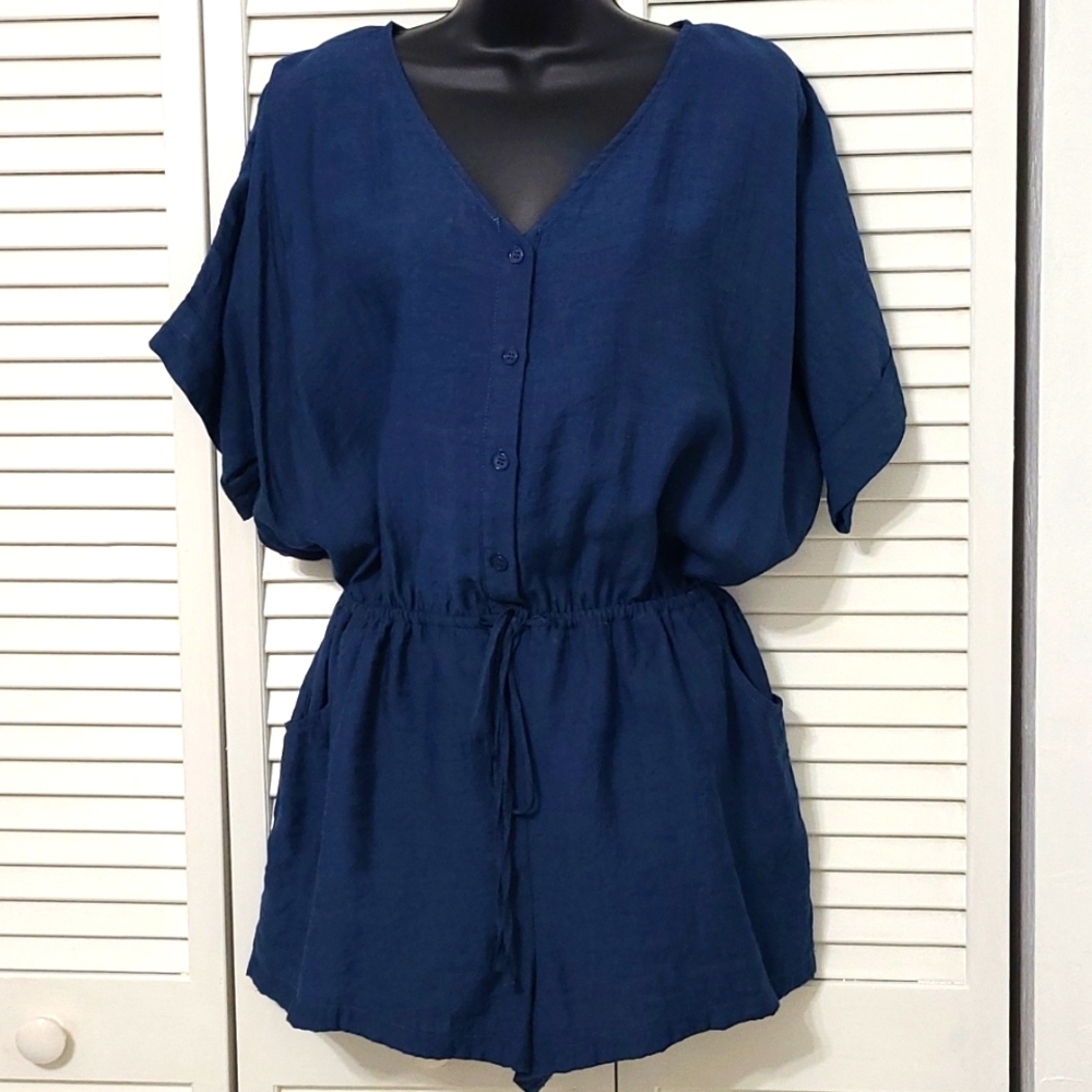 Large Davi & Dani Button Down Romper Short Sleeve… - image 3